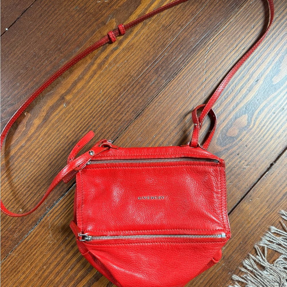 Givenchy Red Leather Crossbody bag with Silver Accents